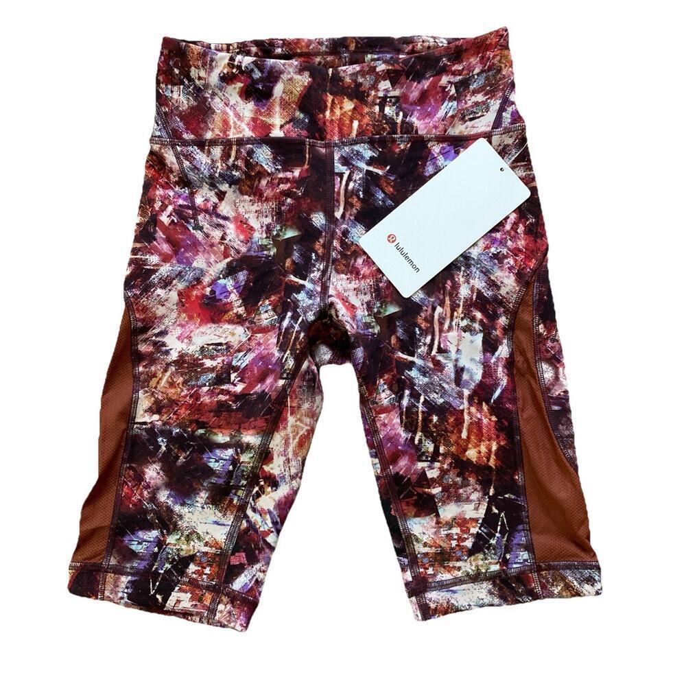 Lululemon Everlux and Mesh Short Sz 4 New 10" Urbantricity Multi Dark